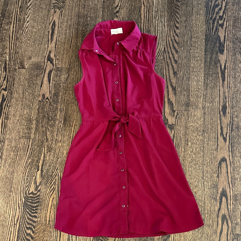 Sleeveless Button-Front Tie-Waist Dress